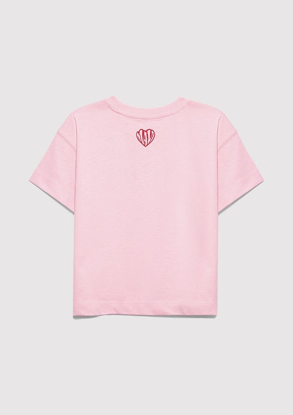 Mavi KALP BASKILI TİŞÖRT  Tatlı Pembe Pembe Kız Çocuk T-Shirt