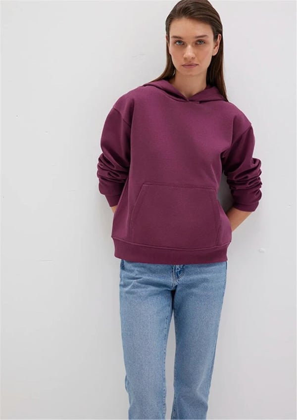 Mavi KAPiSONLU SWEATSHiRT Koyu Sarap Mürdüm Kadın Sweatshirt