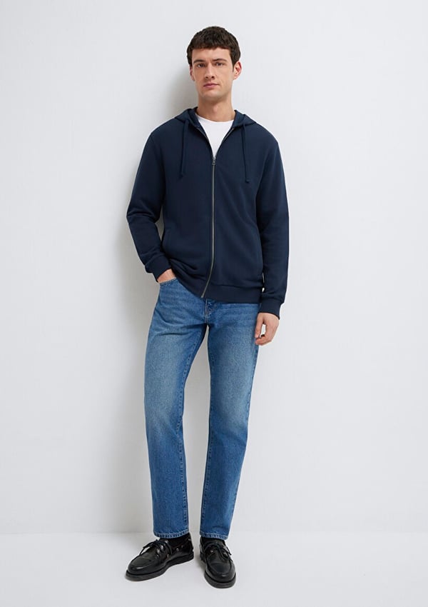 Mavi KAPÜŞONLU FULL ZIP SWEATSHIRT Gece Lacivert Lacivert Erkek Sweatshirt