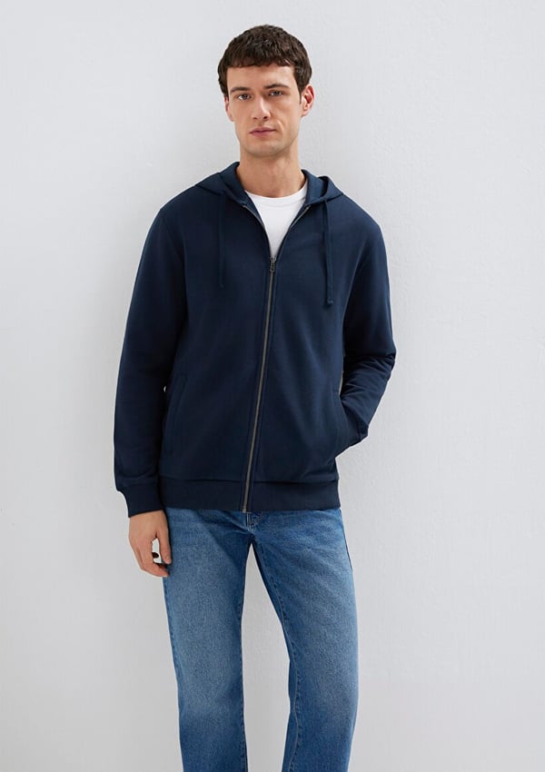 Mavi KAPÜŞONLU FULL ZIP SWEATSHIRT Gece Lacivert Lacivert Erkek Sweatshirt