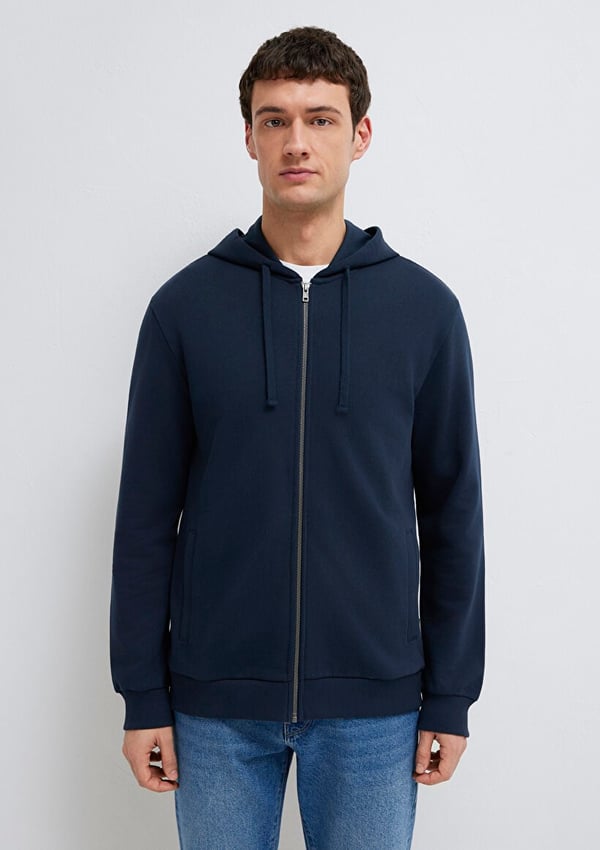 Mavi KAPÜŞONLU FULL ZIP SWEATSHIRT Gece Lacivert Lacivert Erkek Sweatshirt