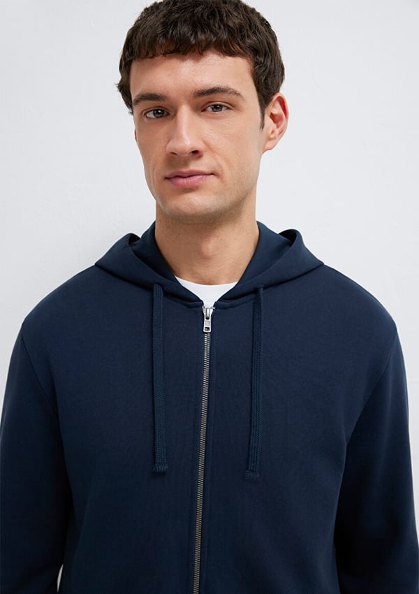 Mavi KAPÜŞONLU FULL ZIP SWEATSHIRT Gece Lacivert Lacivert Erkek Sweatshirt