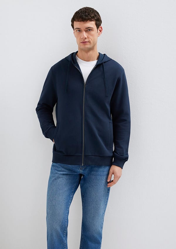 Mavi KAPÜŞONLU FULL ZIP SWEATSHIRT Gece Lacivert Lacivert Erkek Sweatshirt