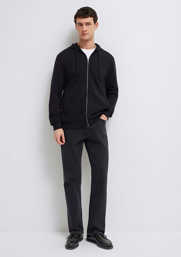 Mavi KAPÜŞONLU FULL ZIP SWEATSHIRT Siyah Siyah Erkek Sweatshirt