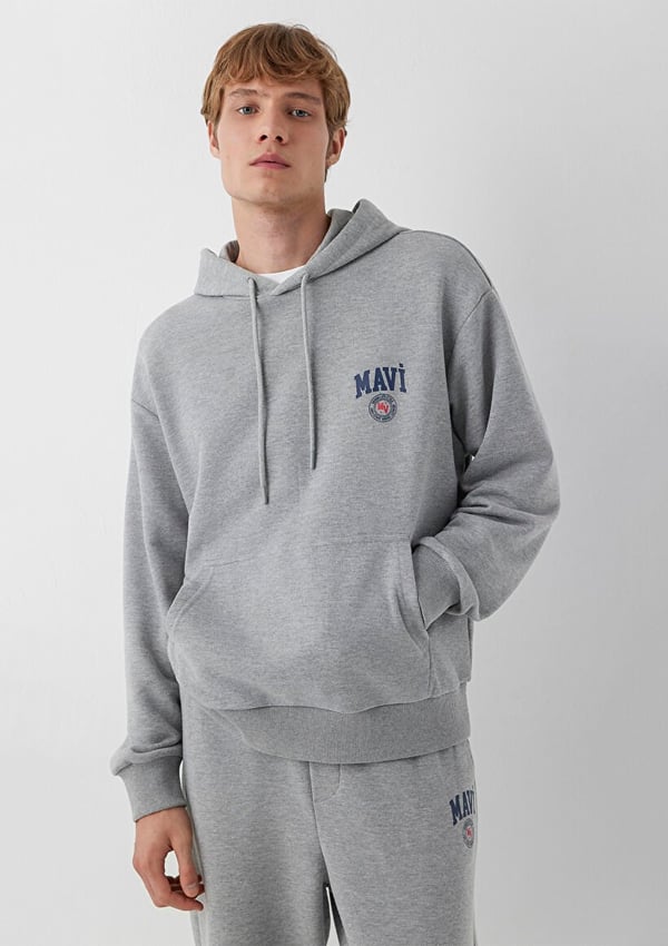 Mavi KAPÜŞONLU LOGO SWEATSHİRT Gri Melanj Gri Erkek Sweatshirt