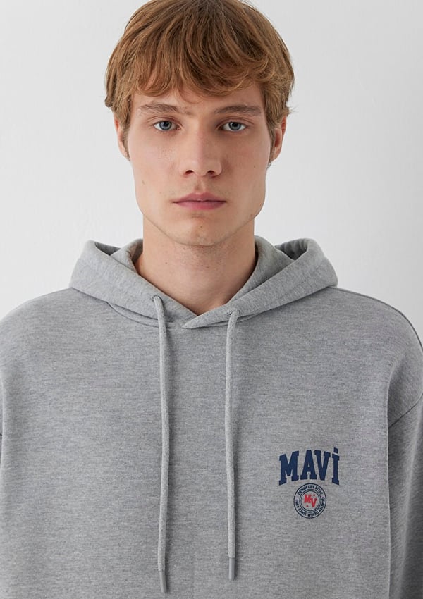 Mavi KAPÜŞONLU LOGO SWEATSHİRT Gri Melanj Gri Erkek Sweatshirt