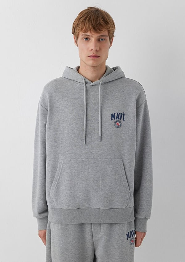 Mavi KAPÜŞONLU LOGO SWEATSHİRT Gri Melanj Gri Erkek Sweatshirt