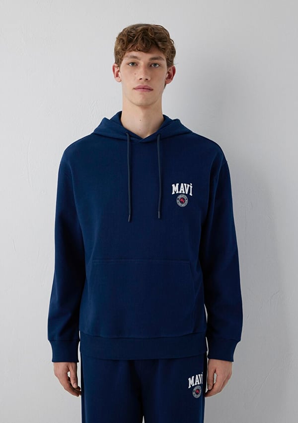 Mavi KAPÜŞONLU LOGO SWEATSHİRT Pageant Blue Lacivert Erkek Sweatshirt