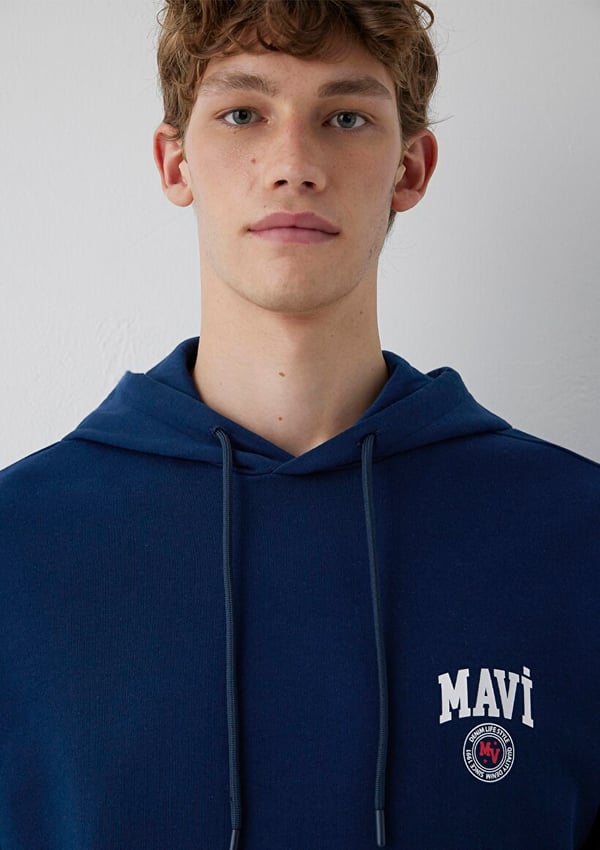 Mavi KAPÜŞONLU LOGO SWEATSHİRT Pageant Blue Lacivert Erkek Sweatshirt