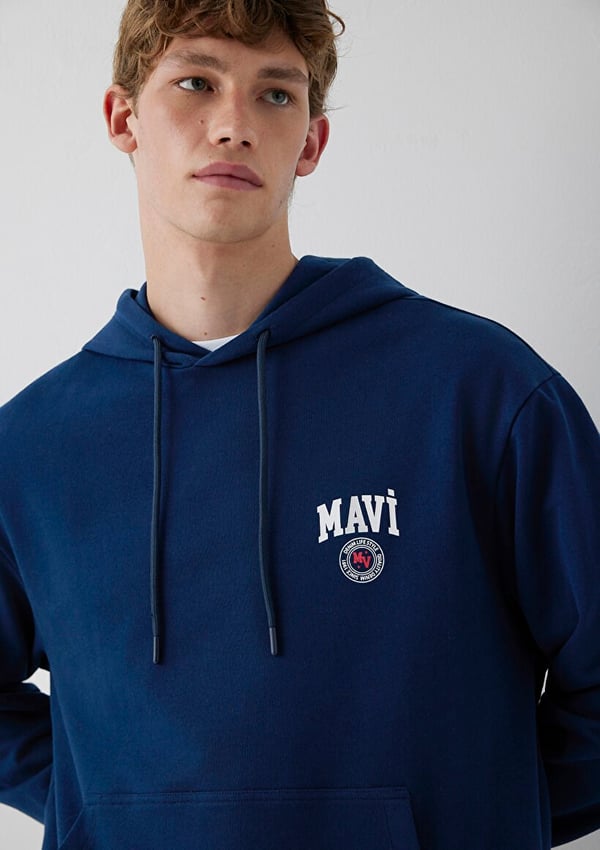 Mavi KAPÜŞONLU LOGO SWEATSHİRT Pageant Blue Lacivert Erkek Sweatshirt