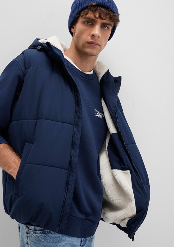 Mavi KAPÜŞONLU YELEK Koyu Lacivert Lacivert Erkek Yelek