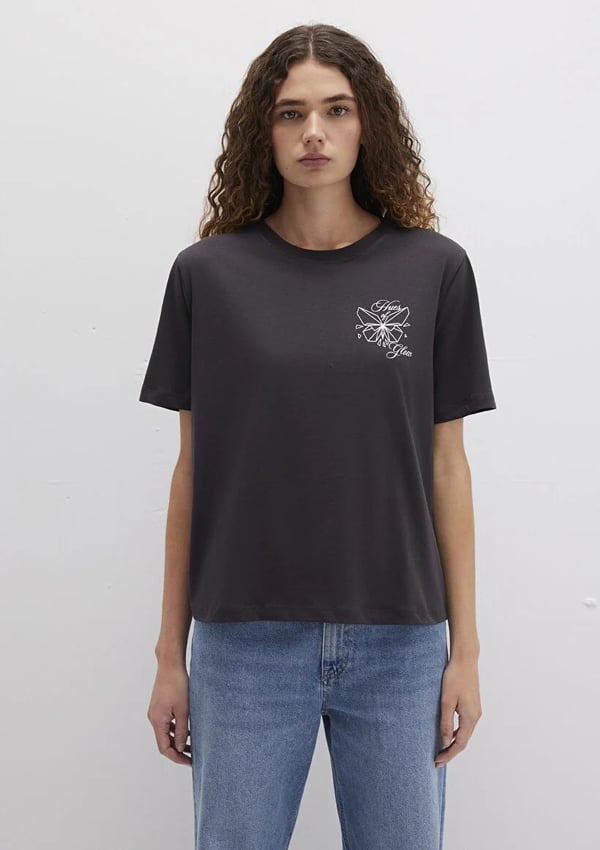 Mavi KELEBEK BASKiLi TİŞÖRT Kömür Antrasit Kadın T-Shirt