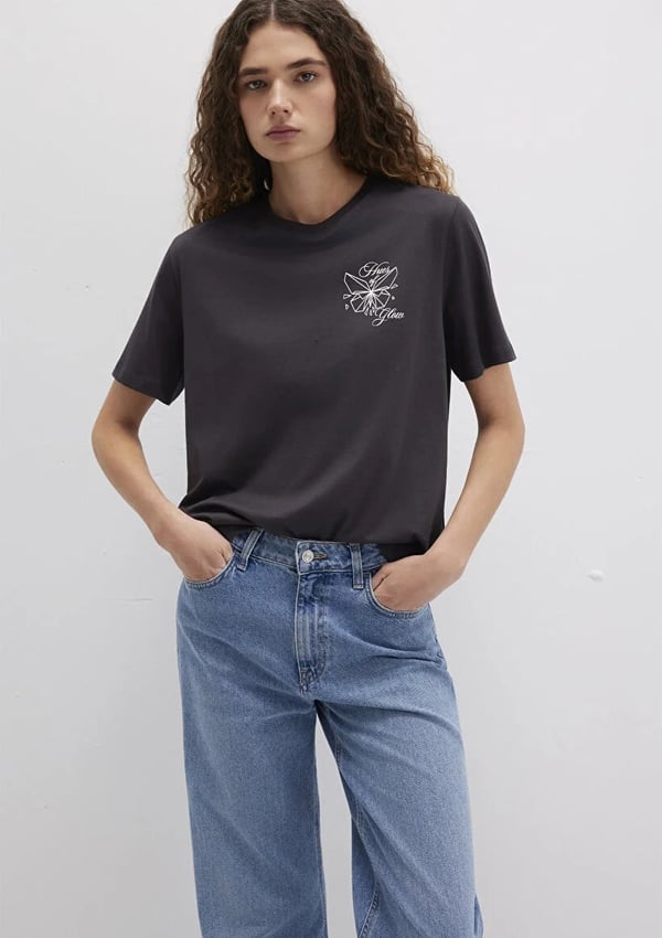 Mavi KELEBEK BASKiLi TİŞÖRT Kömür Antrasit Kadın T-Shirt