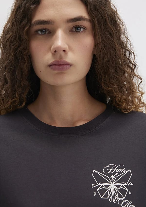 Mavi KELEBEK BASKiLi TİŞÖRT Kömür Antrasit Kadın T-Shirt