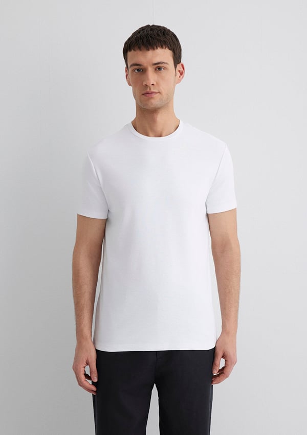 Mavi KiSA KOL TİŞÖRT Beyaz Beyaz Erkek T-Shirt