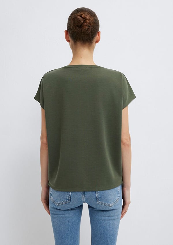 Mavi KiSA KOL TİŞÖRT Haki YeSil Haki Kadın T-Shirt