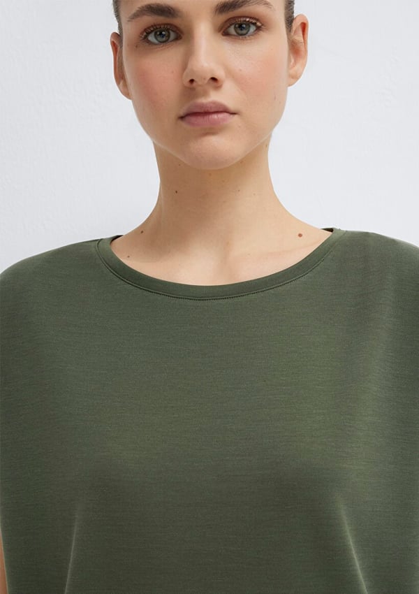 Mavi KiSA KOL TİŞÖRT Haki YeSil Haki Kadın T-Shirt