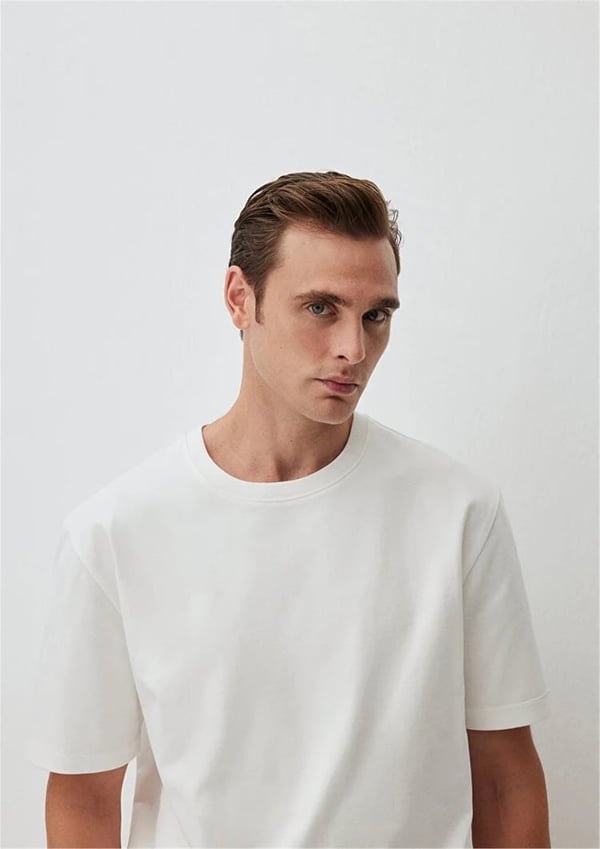 Mavi KISA KOL TİŞÖRT Kırık Beyaz Beyaz Erkek T-Shirt