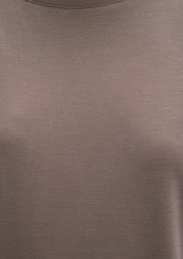 Mavi KiSA KOL TİŞÖRT Mantar Kahve Kahverengi Kadın T-Shirt
