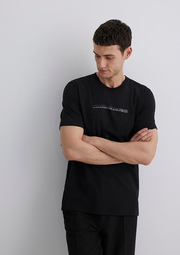 Mavi KISA KOL TİŞÖRT Siyah Siyah Erkek T-Shirt