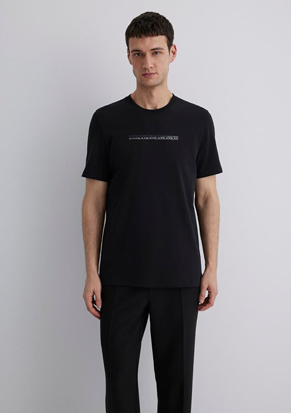Mavi KISA KOL TİŞÖRT Siyah Siyah Erkek T-Shirt