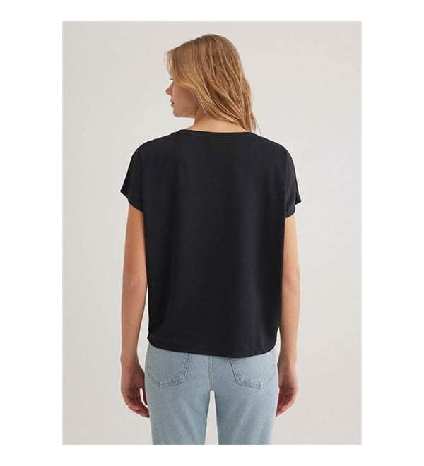 Mavi KiSA KOL TİŞÖRT Siyah Siyah Kadın T-Shirt