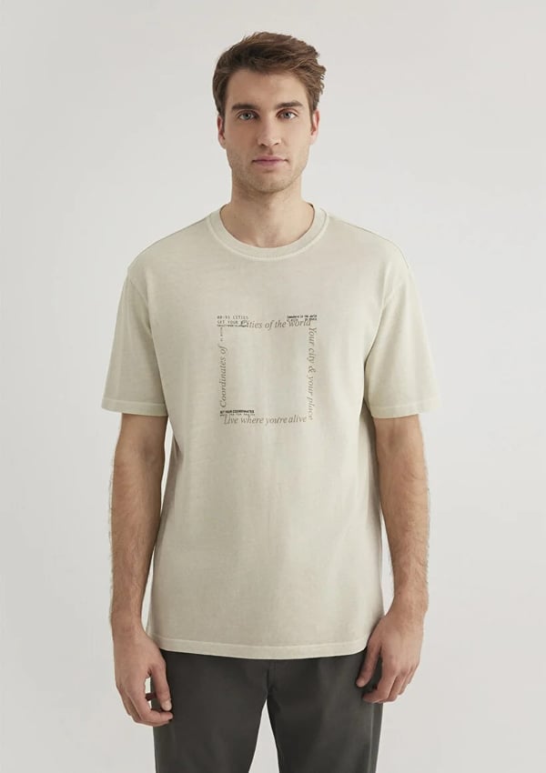 Mavi KiSA KOL TİŞÖRT Soluk Bej Bej Erkek T-Shirt