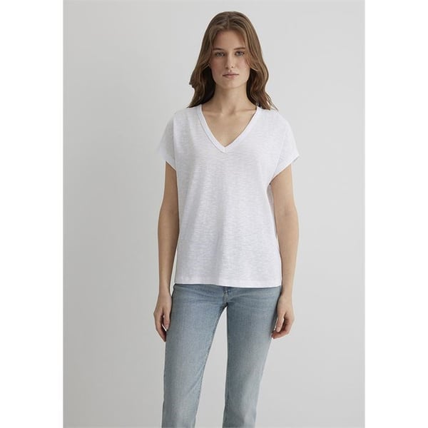 Mavi KiSA KOLLU BASiC Beyaz Beyaz Kadın T-Shirt