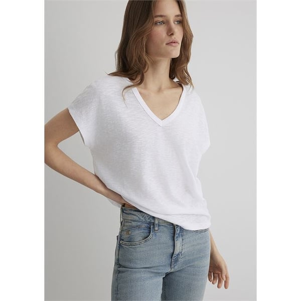 Mavi KiSA KOLLU BASiC Beyaz Beyaz Kadın T-Shirt
