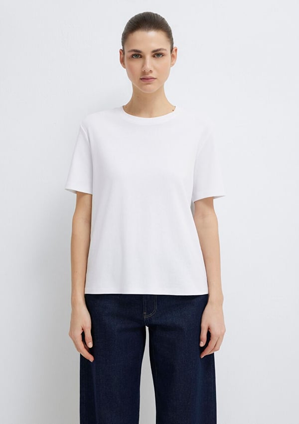 Mavi KISA KOLLU BASIC PENYE ÜST Beyaz Beyaz Kadın T-Shirt