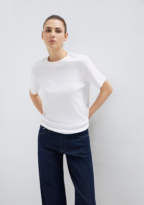 Mavi KISA KOLLU BASIC PENYE ÜST Beyaz Beyaz Kadın T-Shirt