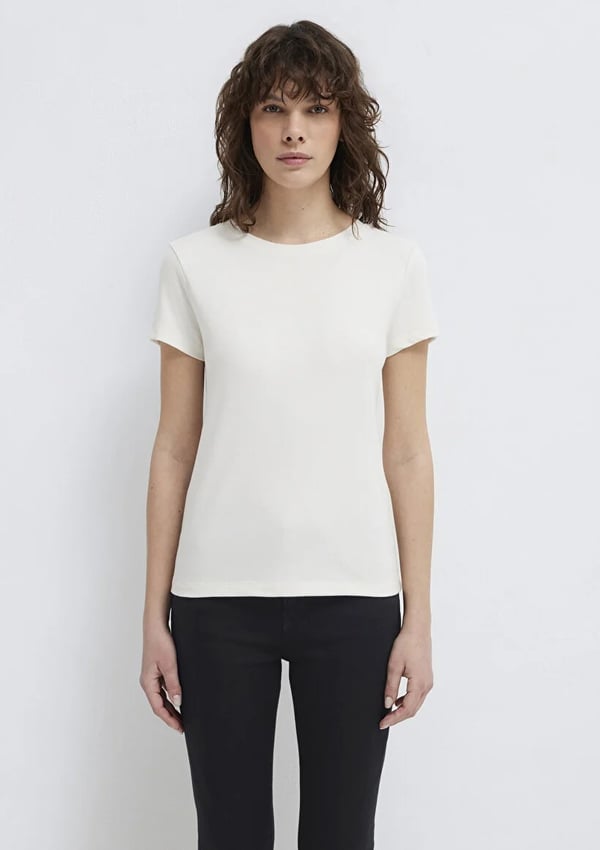 Mavi KISA KOLLU BASIC PENYE ÜST Hindistan Cev Beyaz Kadın T-Shirt