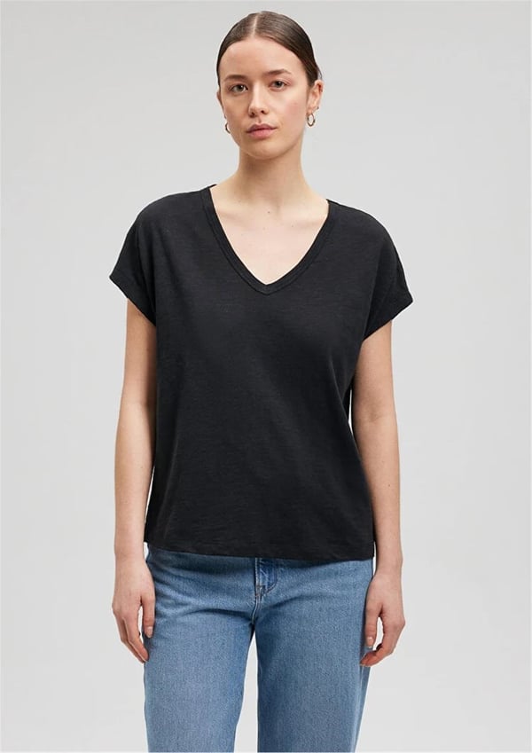 Mavi KiSA KOLLU BASiC Siyah Siyah Kadın T-Shirt