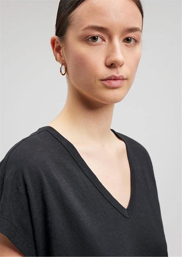 Mavi KiSA KOLLU BASiC Siyah Siyah Kadın T-Shirt