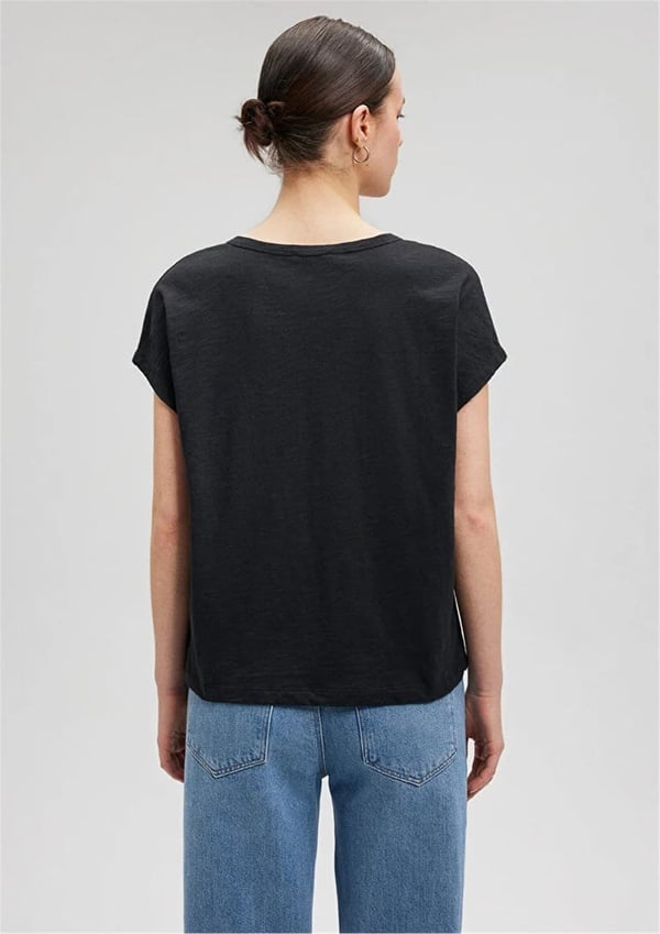 Mavi KiSA KOLLU BASiC Siyah Siyah Kadın T-Shirt