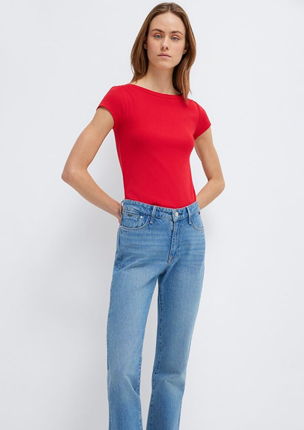 Mavi KISA KOLLU BASIC TİŞÖRT Acı Kırmızı Kırmızı Kadın T-Shirt