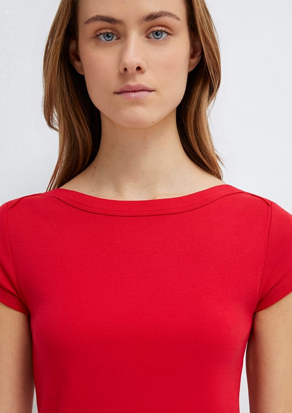 Mavi KISA KOLLU BASIC TİŞÖRT Acı Kırmızı Kırmızı Kadın T-Shirt