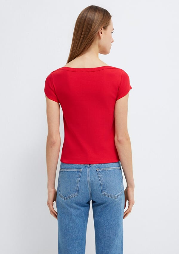 Mavi KISA KOLLU BASIC TİŞÖRT Acı Kırmızı Kırmızı Kadın T-Shirt