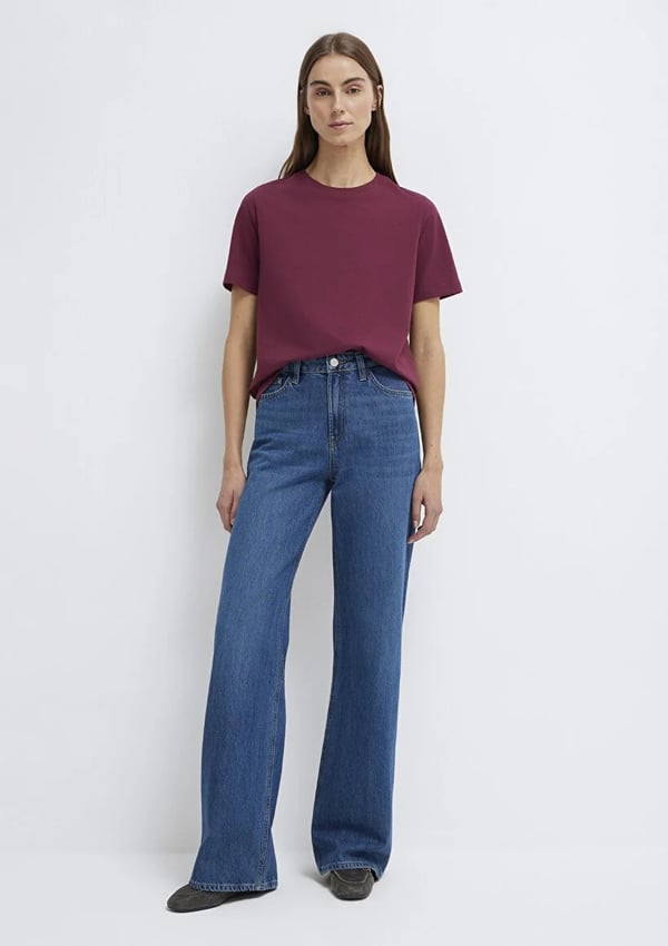 Mavi KiSA KOLLU BASiC TİŞÖRT Burgundy Bordo Kadın T-Shirt