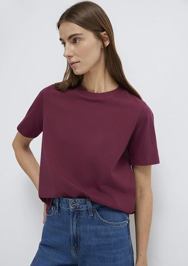 Mavi KiSA KOLLU BASiC TİŞÖRT Burgundy Bordo Kadın T-Shirt