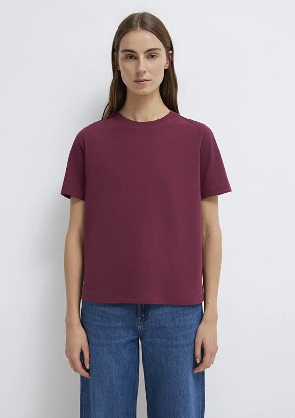 Mavi KiSA KOLLU BASiC TİŞÖRT Burgundy Bordo Kadın T-Shirt