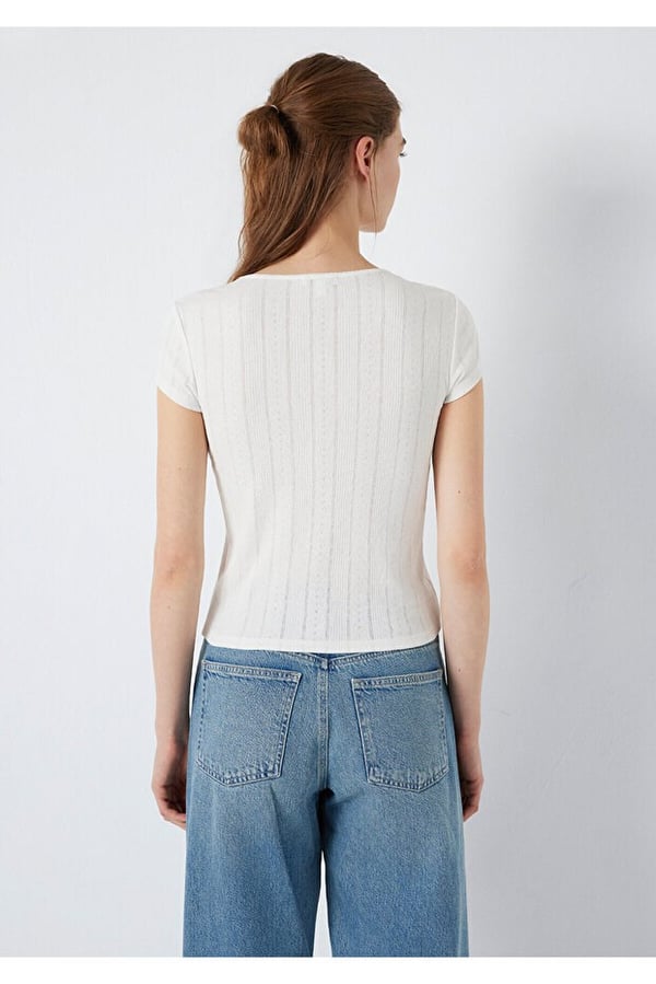 Mavi KISA KOLLU BASIC TİŞÖRT Kırık Beyaz Beyaz Kadın T-Shirt