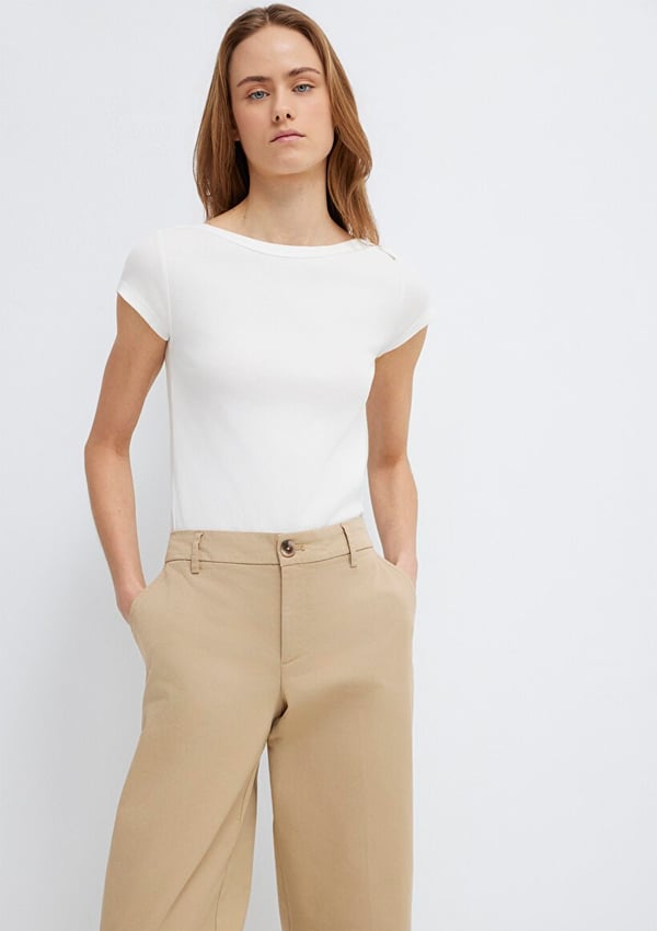 Mavi KISA KOLLU BASIC TİŞÖRT Kırık Beyaz Kırık Beyaz Kadın T-Shirt