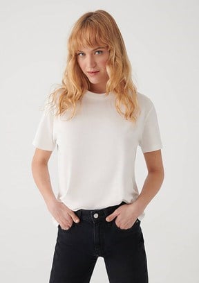 Mavi KISA KOLLU BASIC TİŞÖRT Kırık Beyaz Beyaz Kadın T-Shirt