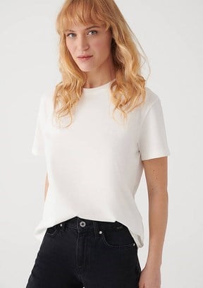 Mavi KISA KOLLU BASIC TİŞÖRT Kırık Beyaz Beyaz Kadın T-Shirt