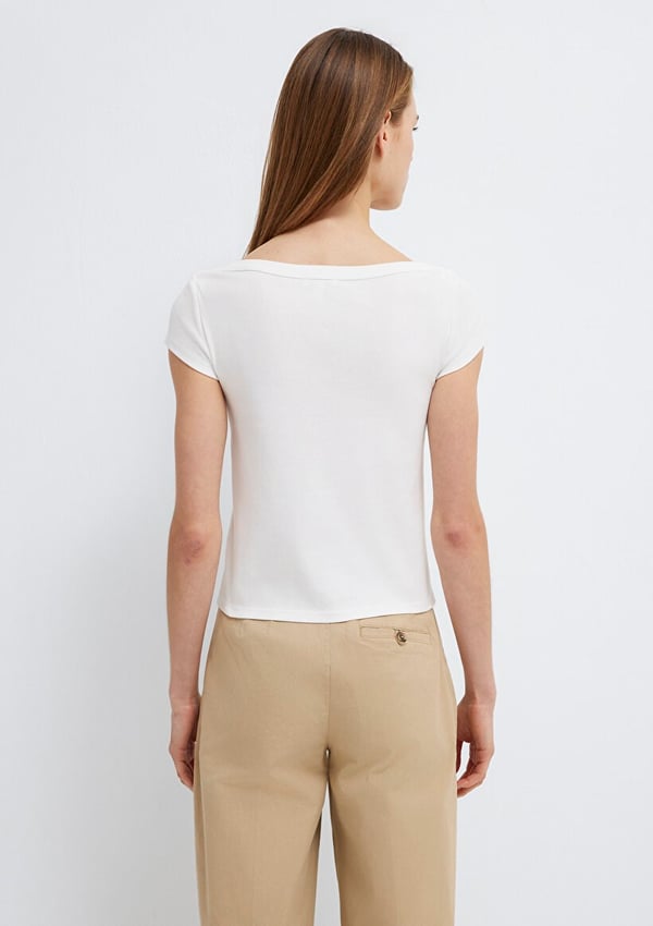 Mavi KISA KOLLU BASIC TİŞÖRT Kırık Beyaz Kırık Beyaz Kadın T-Shirt