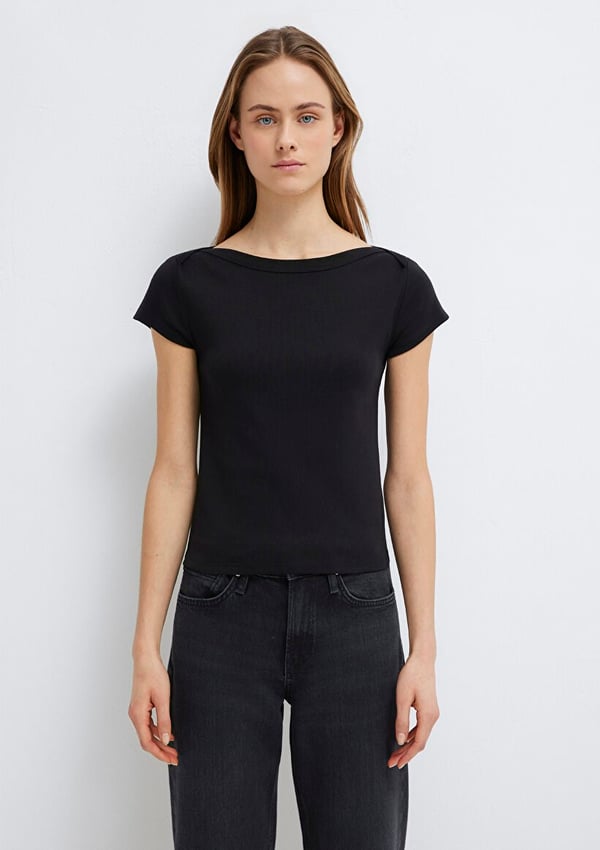 Mavi KISA KOLLU BASIC TİŞÖRT Siyah Siyah Kadın T-Shirt