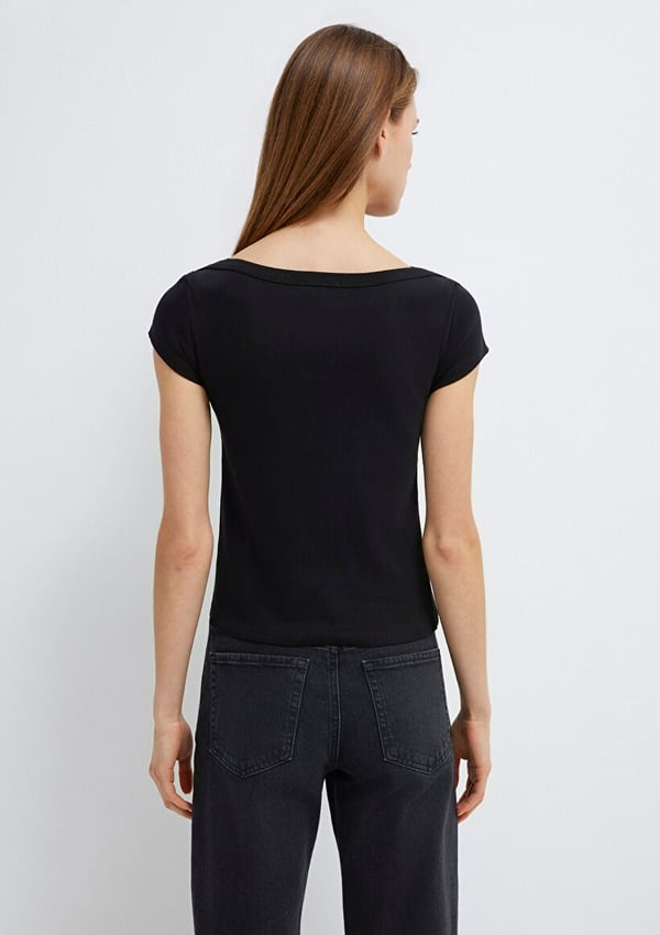 Mavi KISA KOLLU BASIC TİŞÖRT Siyah Siyah Kadın T-Shirt