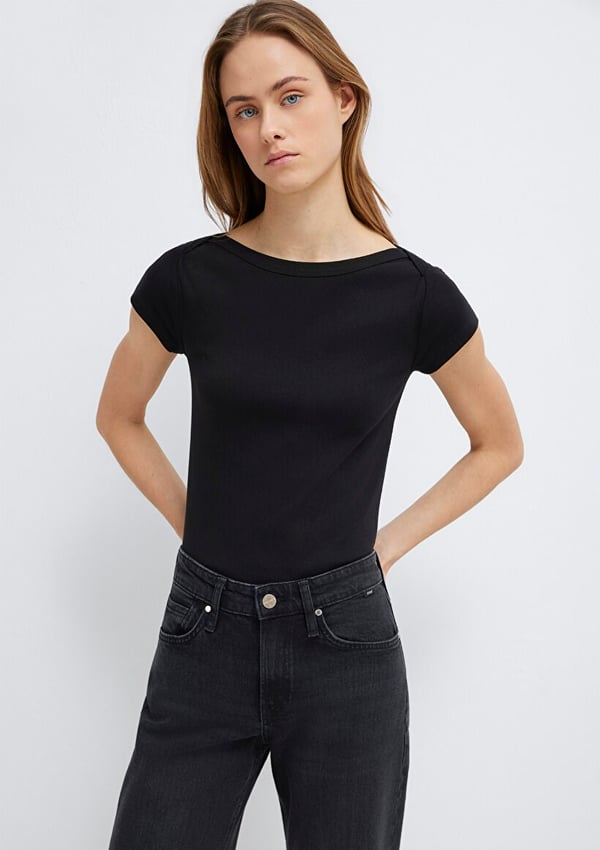 Mavi KISA KOLLU BASIC TİŞÖRT Siyah Siyah Kadın T-Shirt