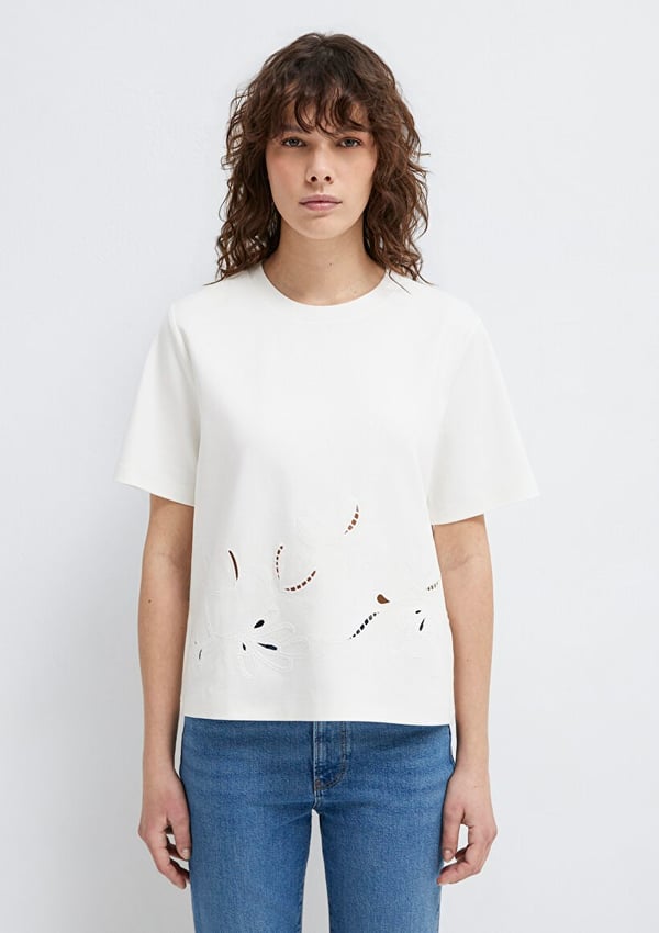 Mavi KISA KOLLU MODELLİ PENYE Kırık Beyaz Kırık Beyaz Kadın T-Shirt